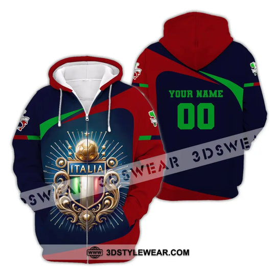 Unisex Shirt, Custom Name and Number Italia Football Shirt, Italia Football Polo Long Sleeve, Soccer Lover Shirt style option 3