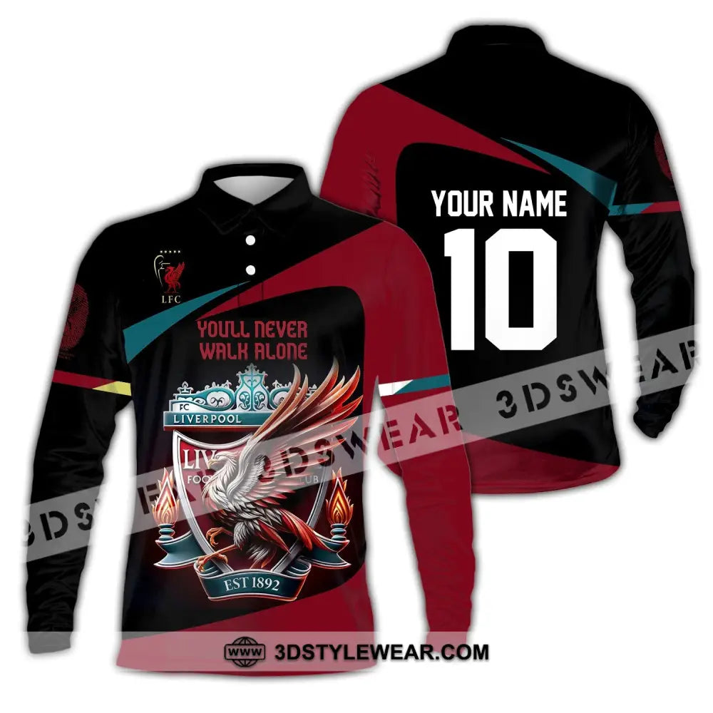 Unisex Shirt Custom Name And Number Kop Football Hoodie Long Sleeve Polo / S T-Shirt