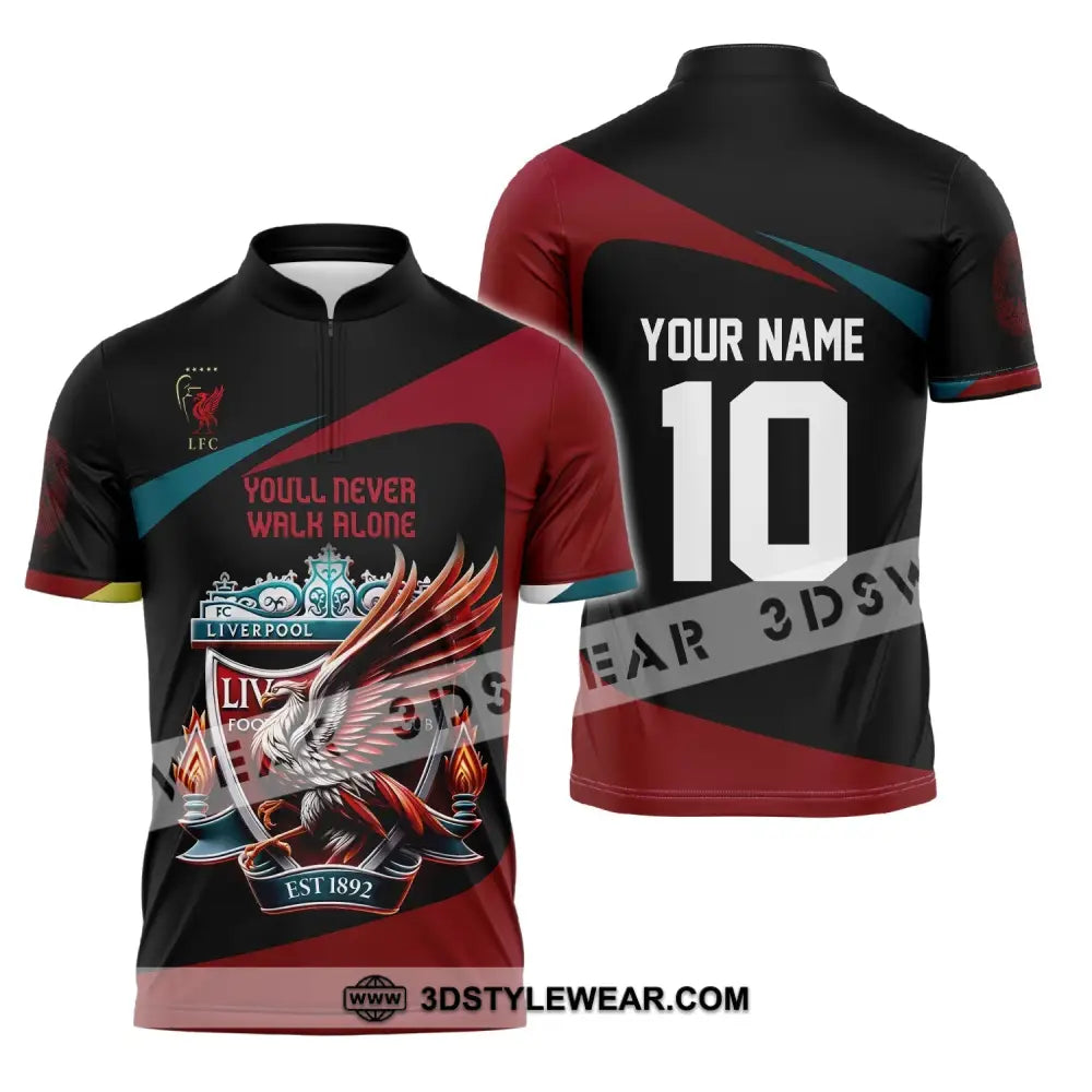 Unisex Shirt Custom Name And Number Kop Football Hoodie Long Sleeve Zipper Polo / S T-Shirt