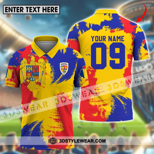 Unisex Shirt - Custom Name And Number National Team Shirt, Flag Color Romania style option 1