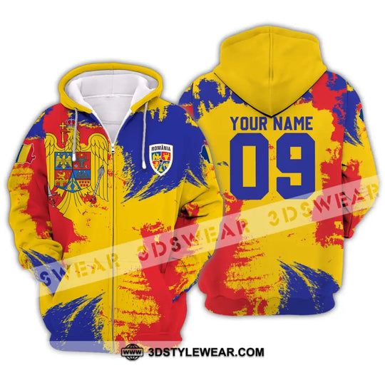 Unisex Shirt - Custom Name And Number National Team Shirt, Flag Color Romania style option 2