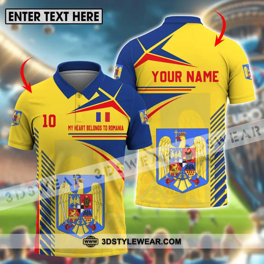 Unisex Shirt - Custom Name And Number National Team Shirt, My Heart Belongs To Romania style option 1