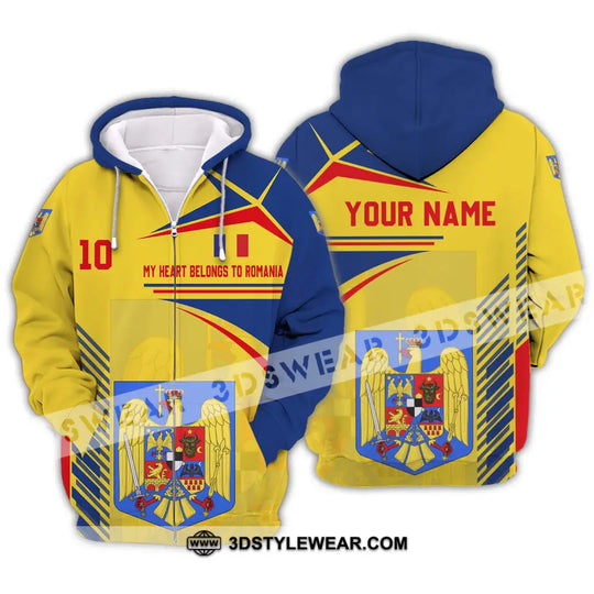 Unisex Shirt - Custom Name And Number National Team Shirt, My Heart Belongs To Romania style option 2