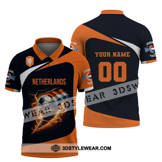 Unisex Shirt, Custom Name and Number Netherlands Euro 2024 Football Shirt, Netherlands Football Polo Long Sleeve style option 4
