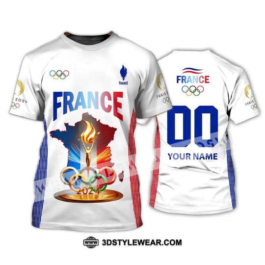 Unisex Shirt, Custom Name and Number Olympic Shirt, 2024 France Olympic Long Sleeve Polo Shirt style option 3