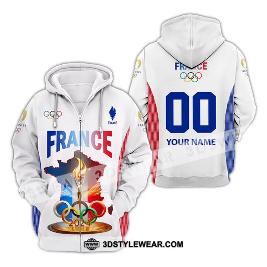 Unisex Shirt, Custom Name and Number Olympic Shirt, 2024 France Olympic Long Sleeve Polo Shirt style option 4