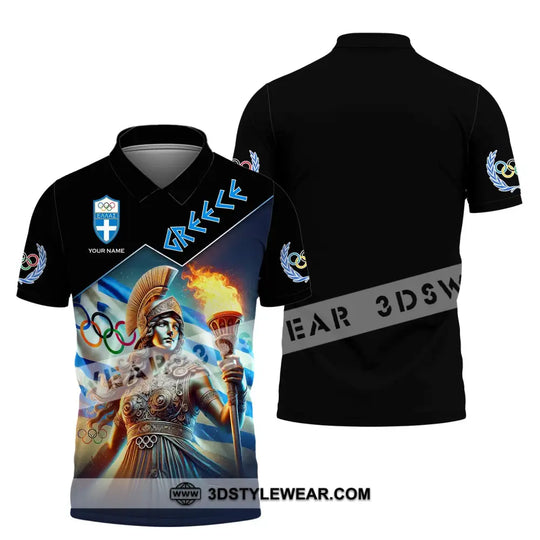 Unisex Shirt, Custom Name and Number Olympic Shirt, 2024 Greece Olympic Long Sleeve Polo Shirt style option 4