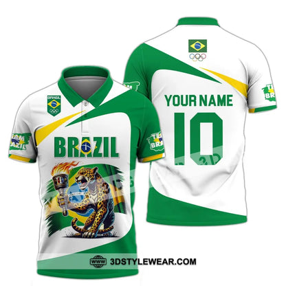 Unisex Shirt - Custom Name And Number Olympic 2024 Sport Brazil Polo / S T-Shirt