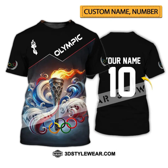 Unisex Shirt - Custom Name And Number Olympic Paris 2024 Shirt, Olympic Fire style option 1