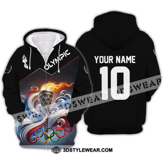 Unisex Shirt - Custom Name And Number Olympic Paris 2024 Shirt, Olympic Fire style option 3