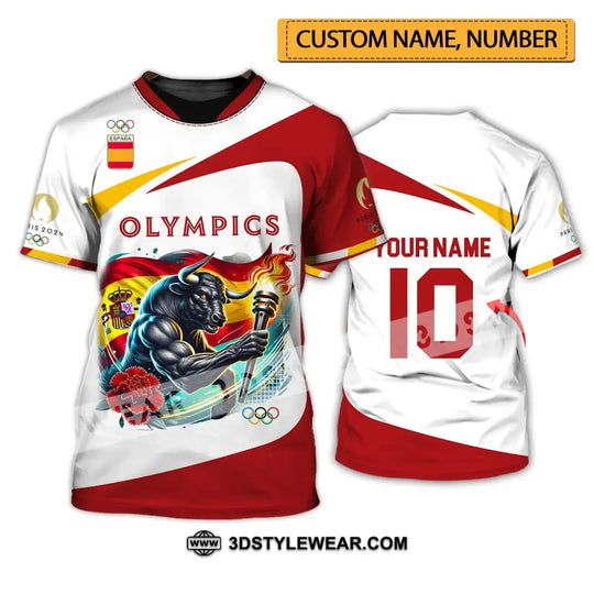 Unisex Shirt - Custom Name And Number Olympics Paris 2024 Sport Shirt, Spain style option 1