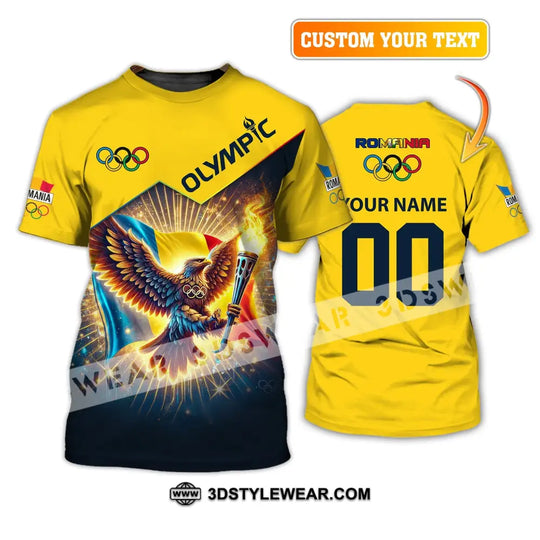 Unisex Shirt, Custom Name and Number Romania Olympic Shirt, Olympic 2024 Romania Long Sleeve Polo Shirt style option 1