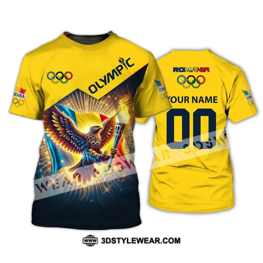 Unisex Shirt, Custom Name and Number Romania Olympic Shirt, Olympic 2024 Romania Long Sleeve Polo Shirt style option 2
