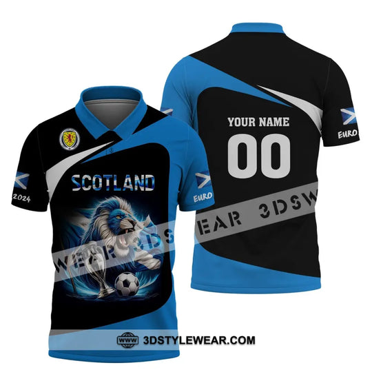 Unisex Shirt, Custom Name and Number Scotland Football Euro 2024 Shirt, Scotland Football Polo Long Sleeve style option 4