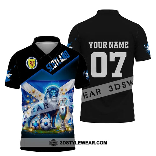 Unisex Shirt, Custom Name and Number Scotland Football Shirt, Euro 2024 Shirt, Scotland Football Polo Long Sleeve Shirt style option 4