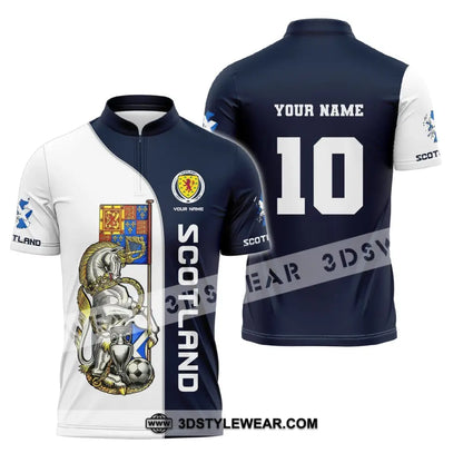 Unisex Shirt Custom Name And Number Scotland Football Polo Long Sleeve Euro 2024 Zipper / S T-Shirt