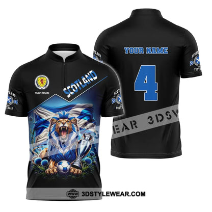 Unisex Shirt Custom Name And Number Scotland Football Polo Long Sleeve Euro 2024 Zipper / S T-Shirt