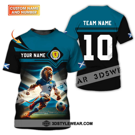 Unisex Shirt - Custom Name And Number, Scotland Lion Playing Ball Shirt style option 1