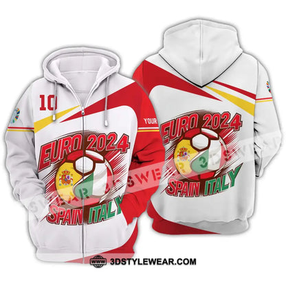 Unisex Shirt - Custom Name And Number Spain Italy Euro 2024 Zipper Hoodie / S T-Shirt