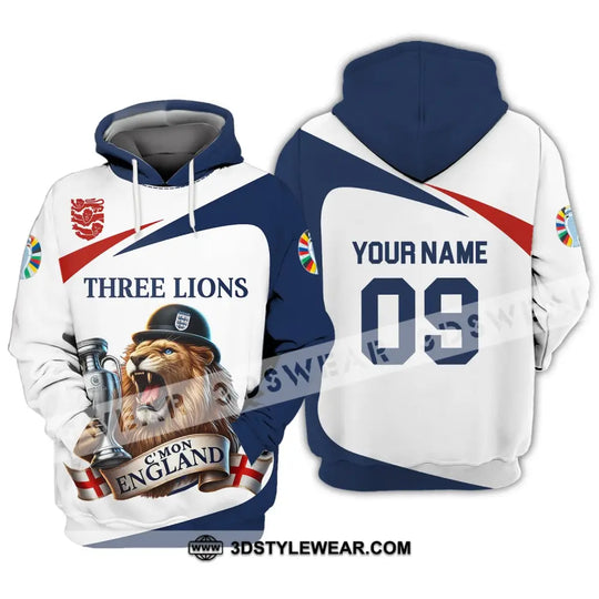 Unisex Shirt - Custom Name And Number Sport Shirt, C'Mon England Three Lions style option 2