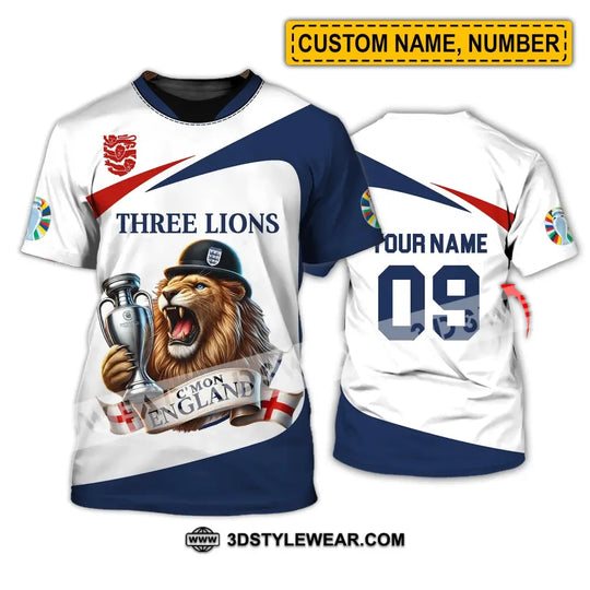 Unisex Shirt - Custom Name And Number Sport Shirt, C'Mon England Three Lions style option 1