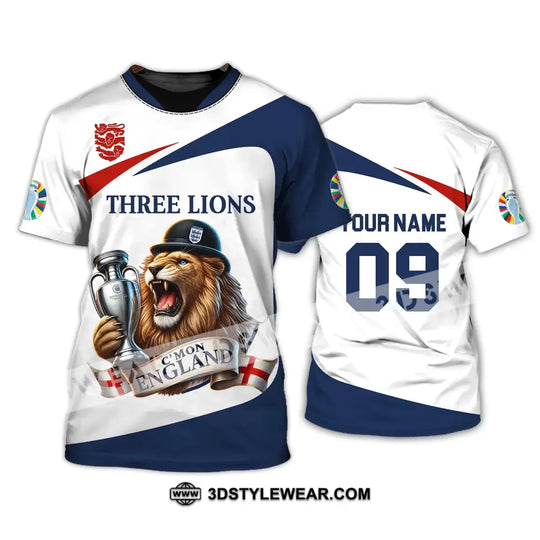 Unisex Shirt - Custom Name And Number Sport Shirt, C'Mon England Three Lions style option 4