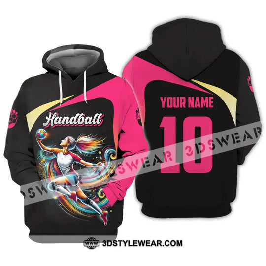 Unisex Shirt - Custom Name And Number Sport Shirt, Hot Pink Handball style option 3
