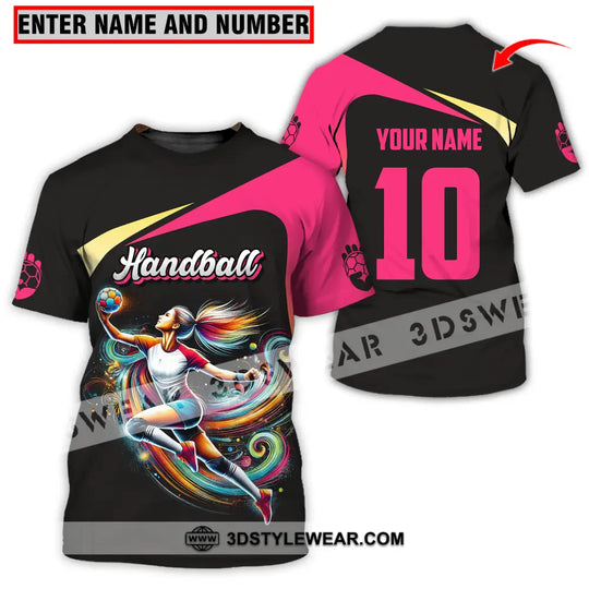 Unisex Shirt - Custom Name And Number Sport Shirt, Hot Pink Handball style option 1