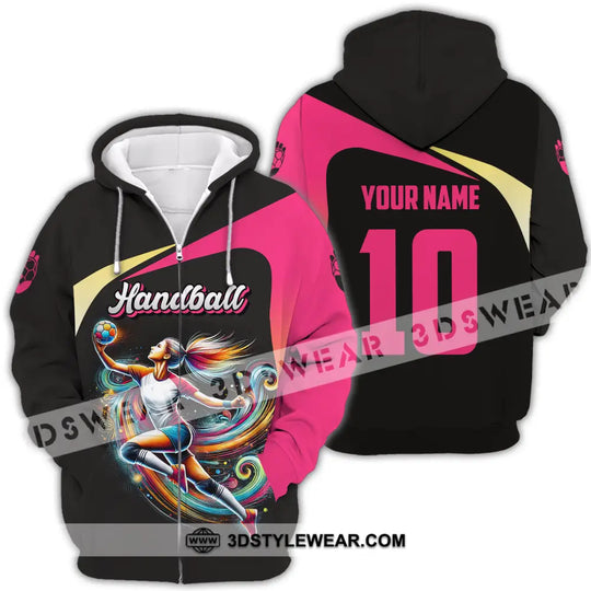 Unisex Shirt - Custom Name And Number Sport Shirt, Hot Pink Handball style option 4