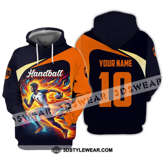 Unisex Shirt - Custom Name And Number Sport Shirt, Orange Handball style option 3