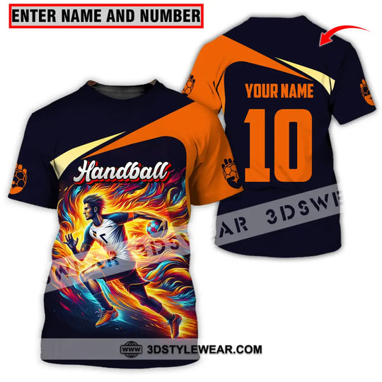 Unisex Shirt - Custom Name And Number Sport Shirt, Orange Handball style option 1