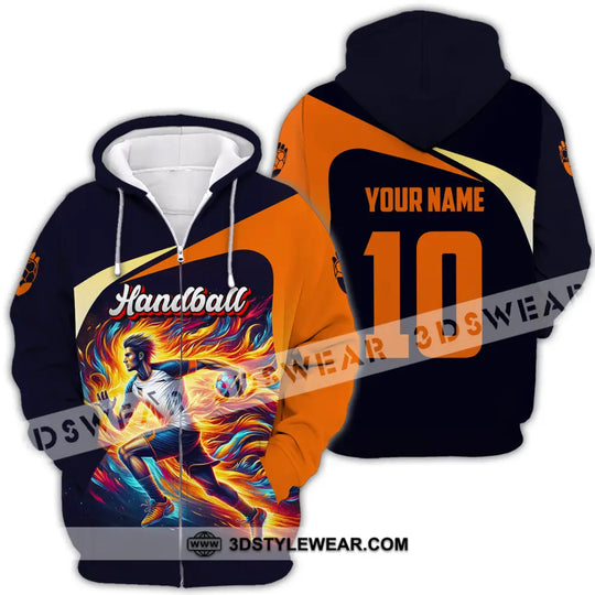 Unisex Shirt - Custom Name And Number Sport Shirt, Orange Handball style option 4