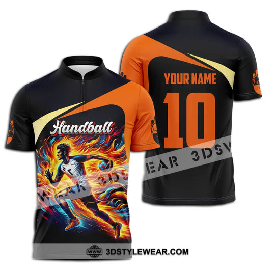 Unisex Shirt - Custom Name And Number Sport Shirt, Orange Handball style option 2