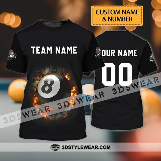 Unisex Shirt - Custom Name and Number T-Shirt - Personalized Billiards Ball Shirt - Billiards Clothing style option 1