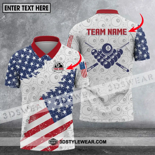 Unisex Shirt - Custom Name And Team Name Shirt, America Flag Billiard Balls Shirt style option 1