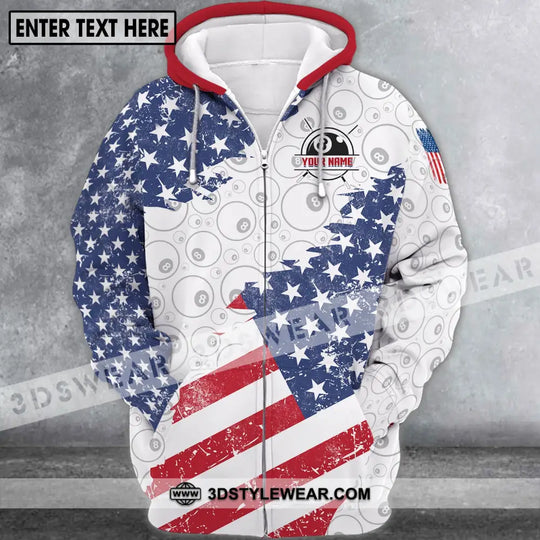 Unisex Shirt - Custom Name And Team Name Shirt, America Flag Billiard Balls Shirt style option 4
