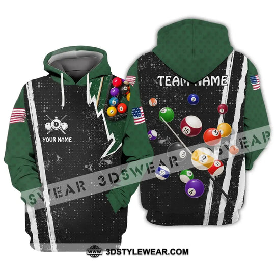 Unisex Shirt - Custom Name And Team Name Shirt - American Billiard Lover Black And Green style option 3