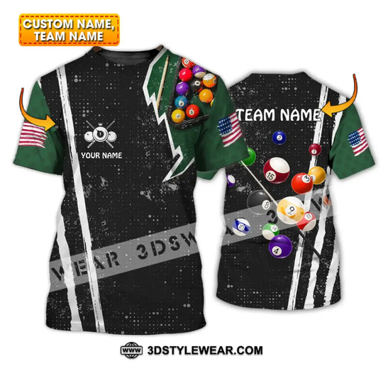 Unisex Shirt - Custom Name And Team Name Shirt - American Billiard Lover Black And Green style option 1