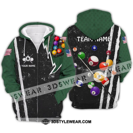 Unisex Shirt - Custom Name And Team Name Shirt - American Billiard Lover Black And Green style option 4