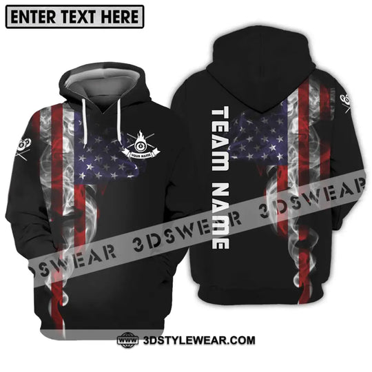 Unisex Shirt - Custom Name And Team Name Billiard Shirt, America Flag Billiard Shirt style option 3