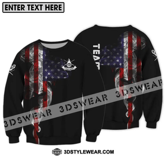 Unisex Shirt - Custom Name And Team Name Billiard Shirt, America Flag Billiard Shirt style option 4