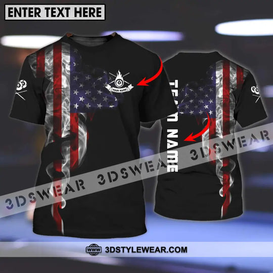 Unisex Shirt - Custom Name And Team Name Billiard Shirt, America Flag Billiard Shirt style option 1