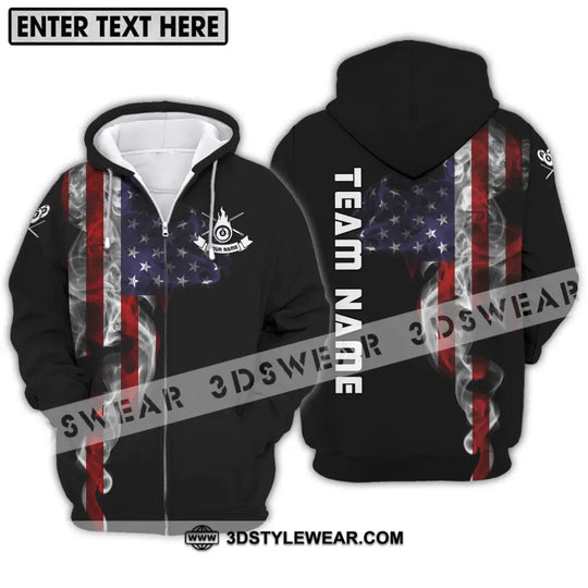 Unisex Shirt - Custom Name And Team Name Billiard Shirt, America Flag Billiard Shirt style option 2