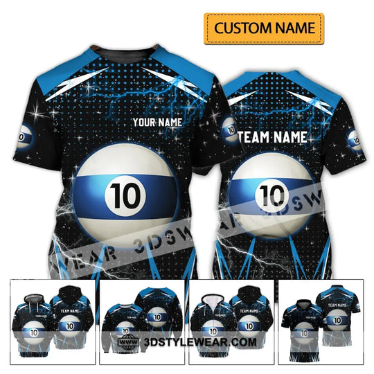 Unisex Shirt - Custom Name And Team Name Shirt - Billiard Ball Number 10 style option 2