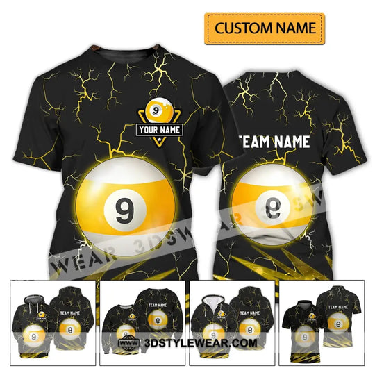 Unisex Shirt - Custom Name And Team Name Shirt - Billiard Ball Number 9 style option 2