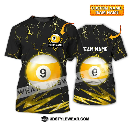 Unisex Shirt - Custom Name And Team Name Shirt - Billiard Ball Number 9 style option 1