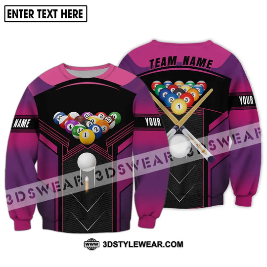 Unisex Shirt - Custom Name And Team Name Shirt, Billiard Balls Colorful Shirt style option 4