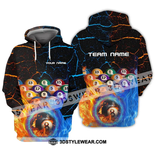 Unisex Shirt - Custom Name And Team Name Shirt -Billiard Balls Fire And Water style option 3
