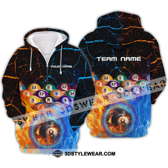 Unisex Shirt - Custom Name And Team Name Shirt -Billiard Balls Fire And Water style option 4