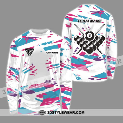 Unisex Shirt - Custom Name And Team Billiard Color Line Long Sleeve / S T-Shirt